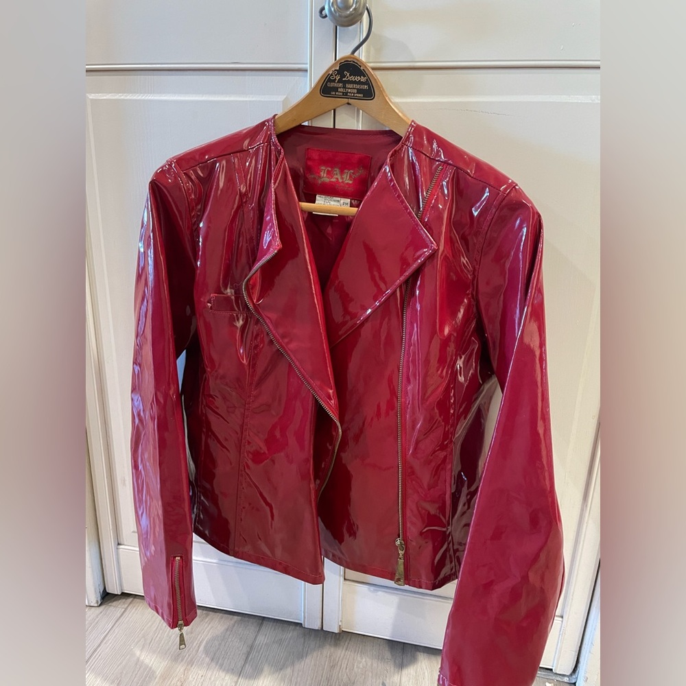 Red vintage faux leather jacket